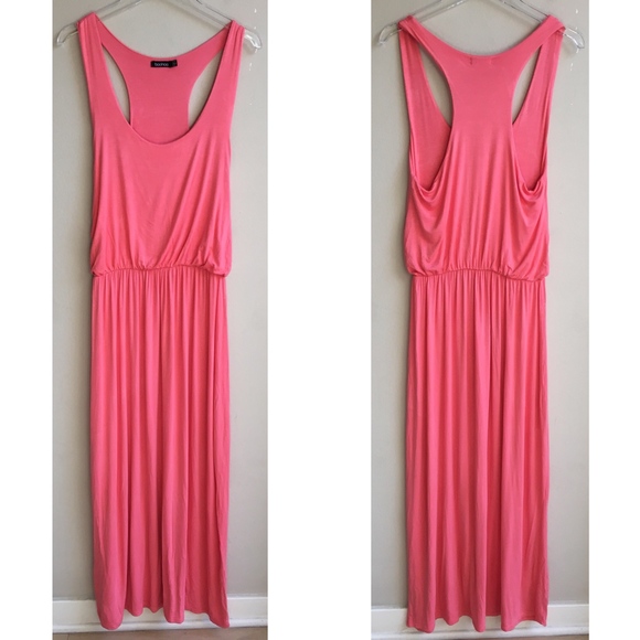 Boohoo Racerback Maxi Dress Pink Jersey Size 10 - Picture 2 of 7